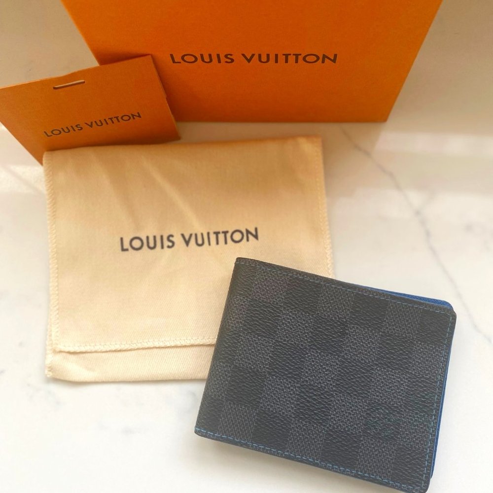 Louis Vuitton Slender Wallet, Damier Graphite, Cobalt Blue